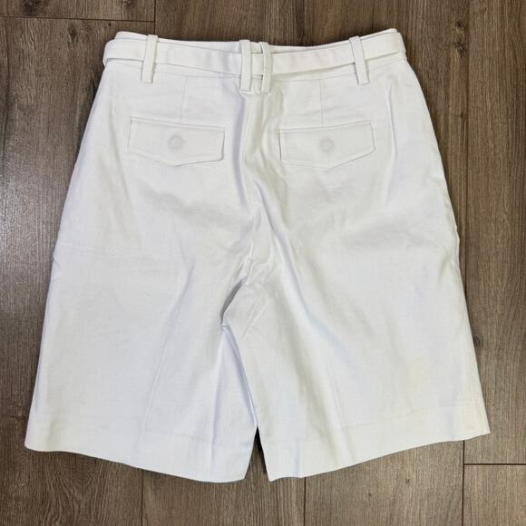 J.Crew Pleated 9" Trouser Short WMNS 2 White Stretch Linen Blend Removable Belt - Picture 5 of 7